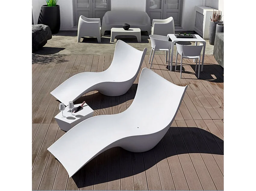 Bain de soleil blanc pour piscine et jardin extérieur Lagos