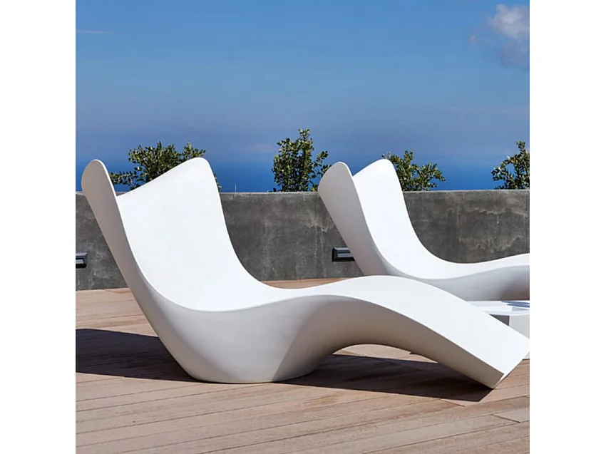 Bain de soleil blanc pour piscine et jardin extérieur Lagos