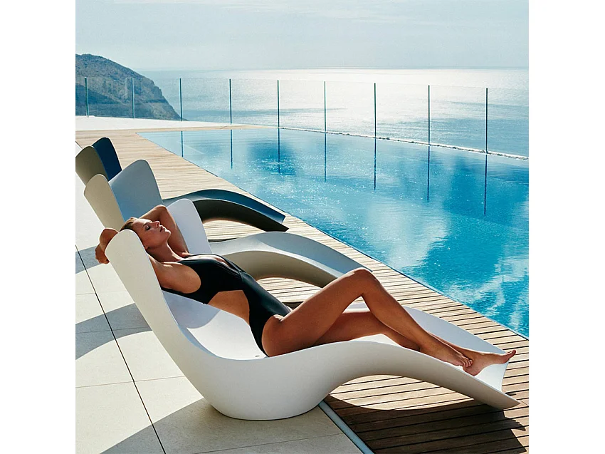 Bain de soleil blanc pour piscine et jardin extérieur Lagos