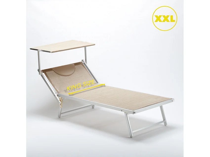 Cama de playa de aluminio Grande Italia Xl profesional - Beige