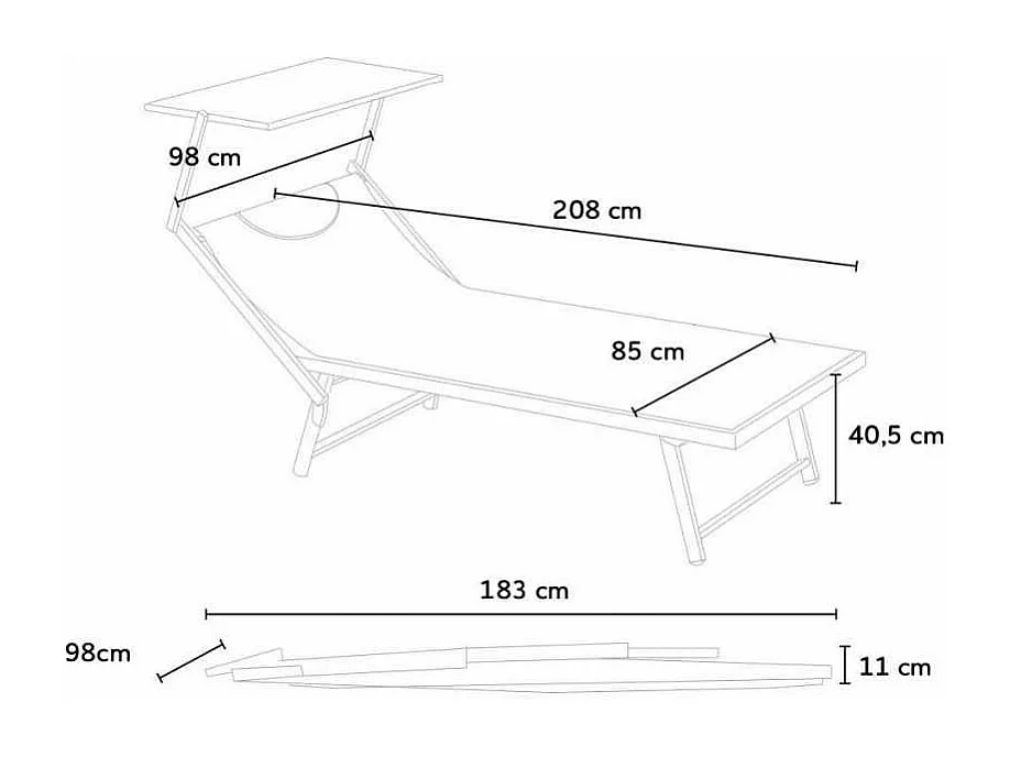 Cama de playa de aluminio Grande Italia Xl profesional - Beige