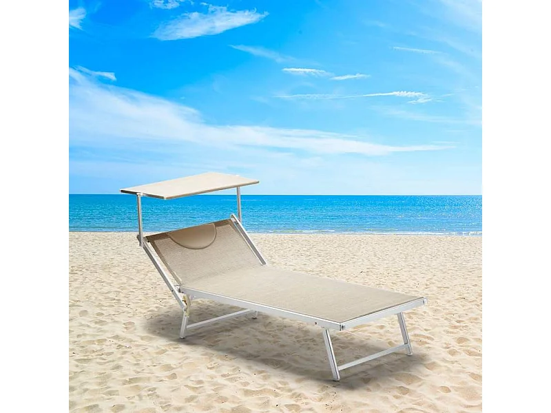 Cama de playa de aluminio Grande Italia Xl profesional - Beige