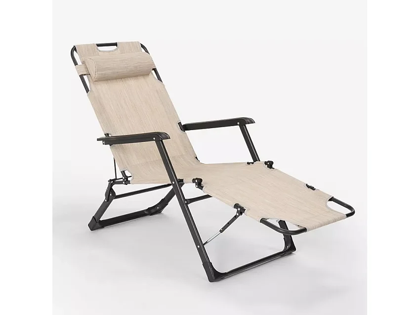 2er Set Liegestühle Strandliegen Sonnenliegen klappbar für Garten und Strand Emily Lux Zero Gravity - Beige