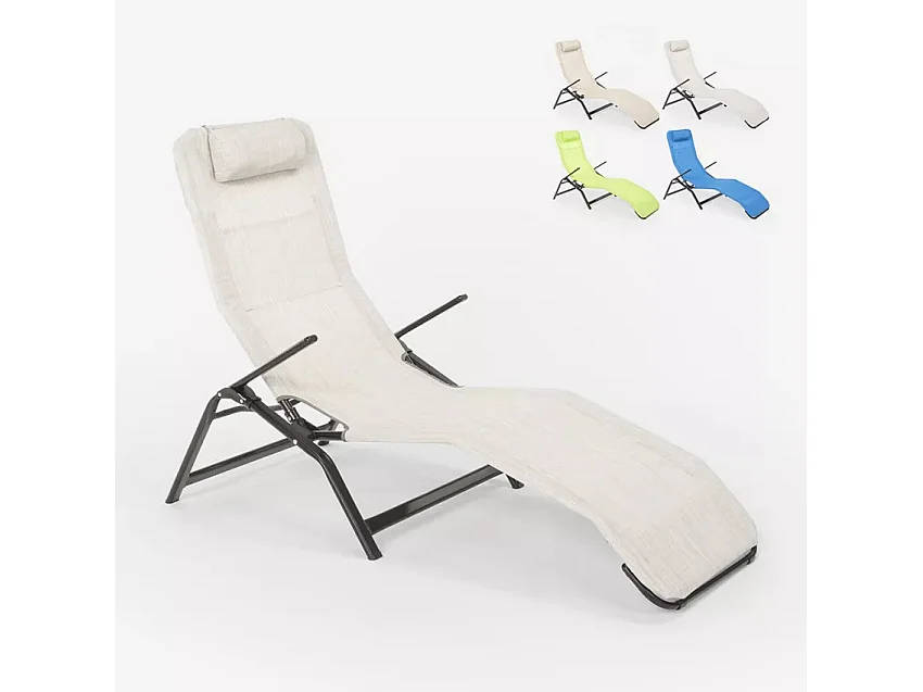 Klappbare Strandliege Liegestuhl Sonnenliege für Strand und Garten Pasha Luxury - Grau