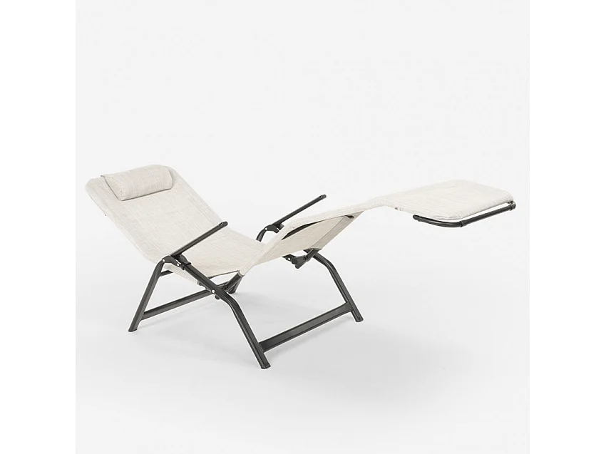 Klappbare Strandliege Liegestuhl Sonnenliege für Strand und Garten Pasha Luxury - Grau