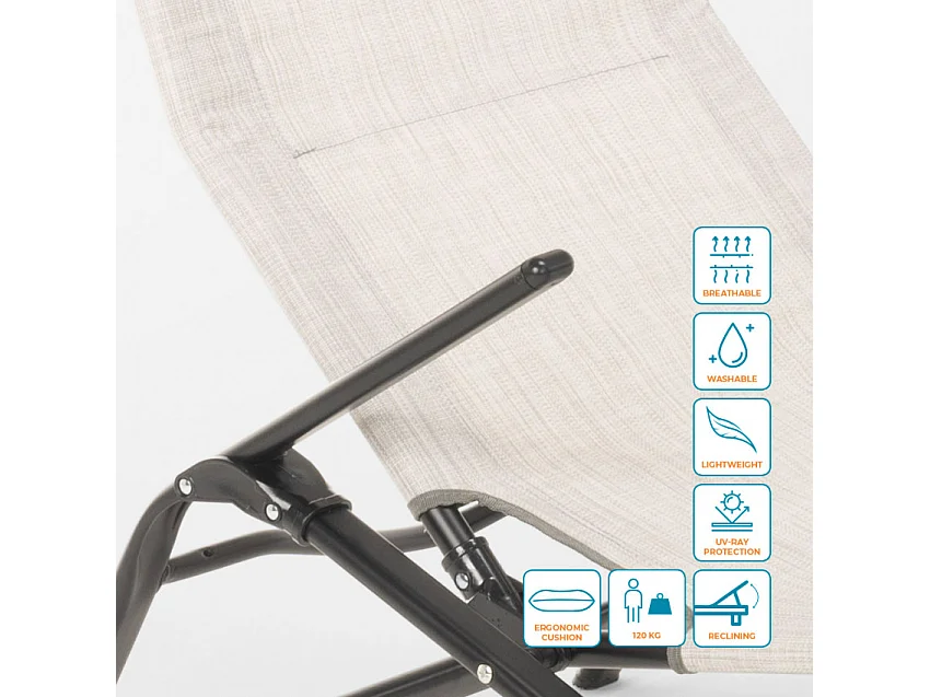 Klappbare Strandliege Liegestuhl Sonnenliege für Strand und Garten Pasha Luxury - Grau