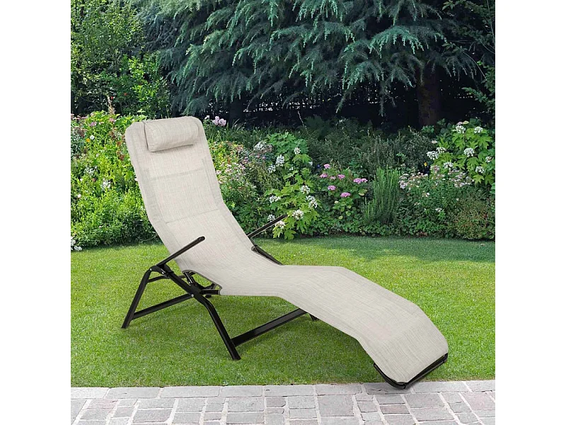 Klappbare Strandliege Liegestuhl Sonnenliege für Strand und Garten Pasha Luxury - Grau