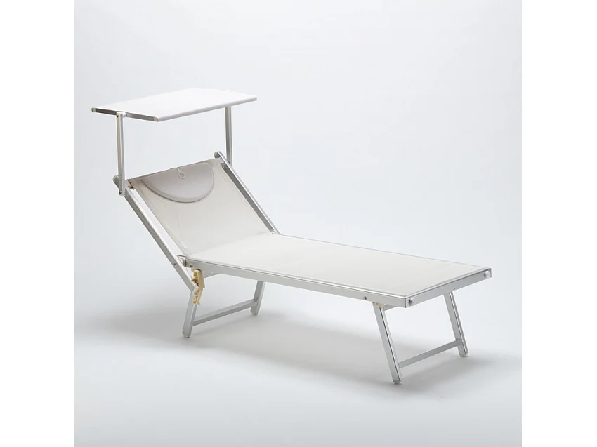 2er Set Sonnenliegen aus Aluminium Professionell für Strand und Meer Italia - Weiß