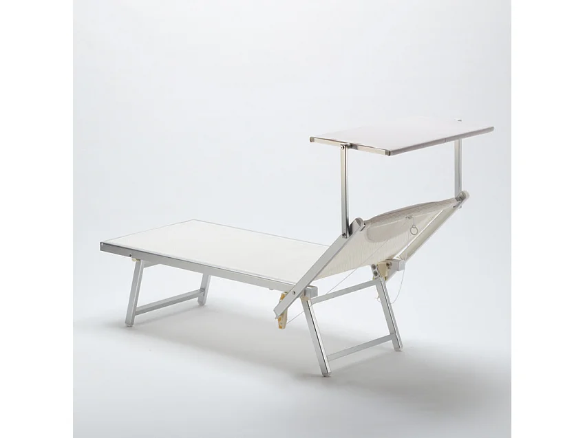2er Set Sonnenliegen aus Aluminium Professionell für Strand und Meer Italia - Weiß
