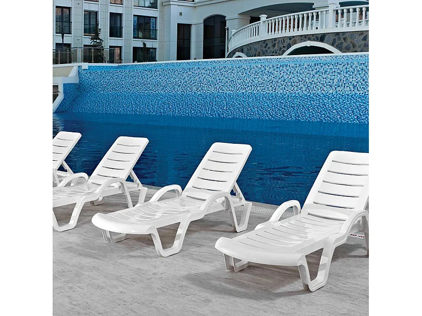 18 lettini da piscina professionali in plastica Positano