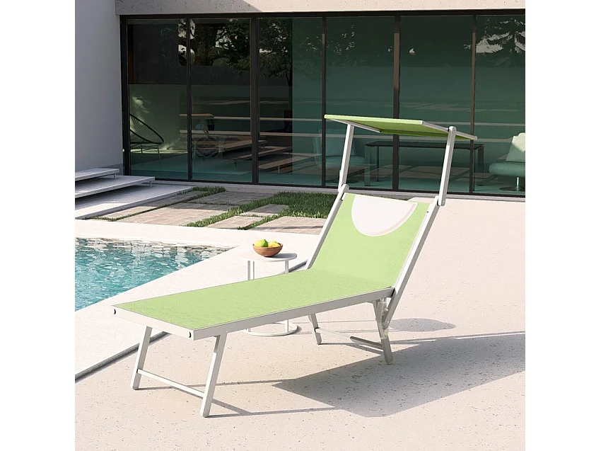 20 Tumbonas de Playa Aluminio Italia Stock - Verde oscuro
