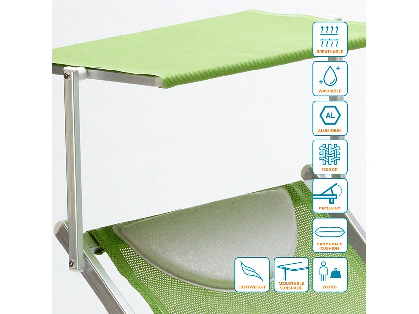 20 Tumbonas de Playa Aluminio Italia Stock - Verde oscuro