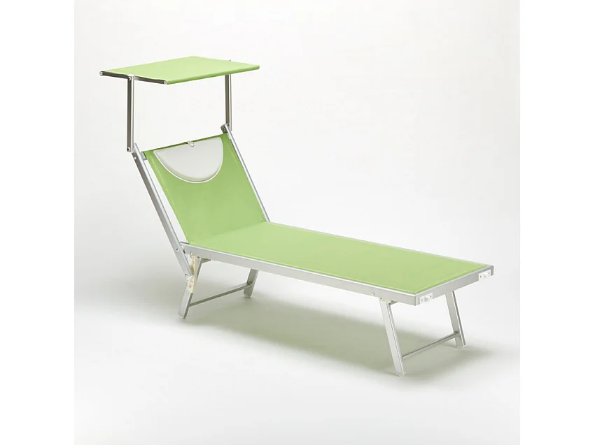 20 Tumbonas plegables de aluminio con parasol para playa - Santorini - Verde