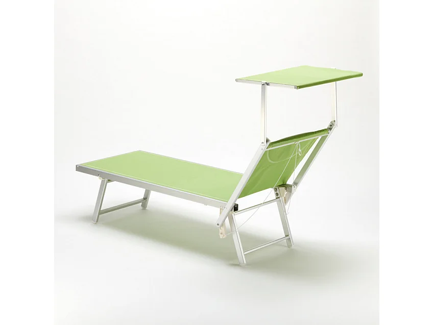 20 Tumbonas plegables de aluminio con parasol para playa - Santorini - Verde