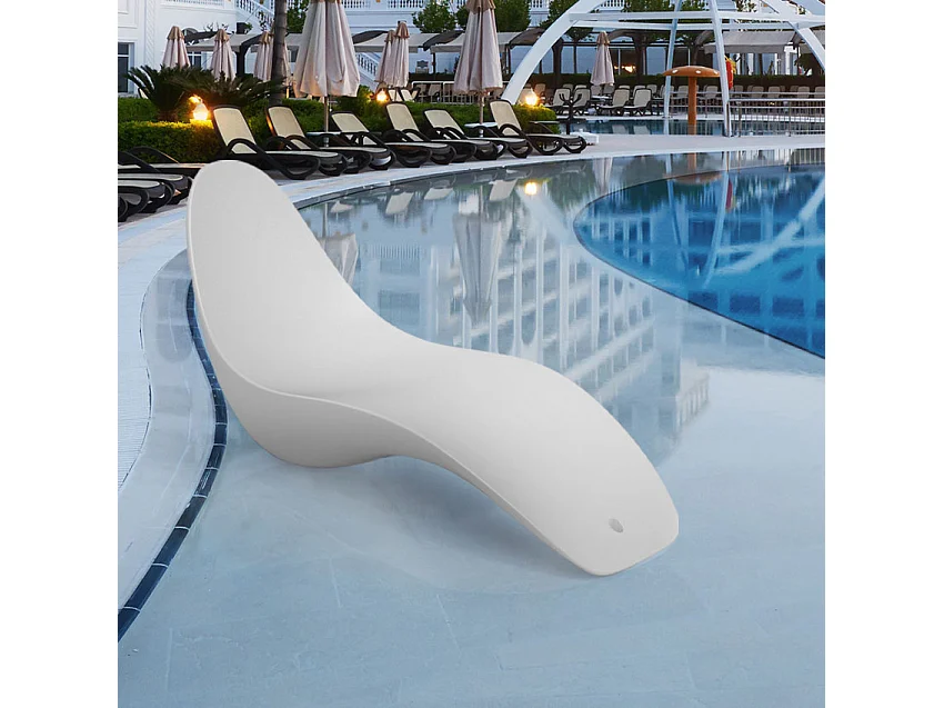 Chaise longue de piscine design blanche Creta