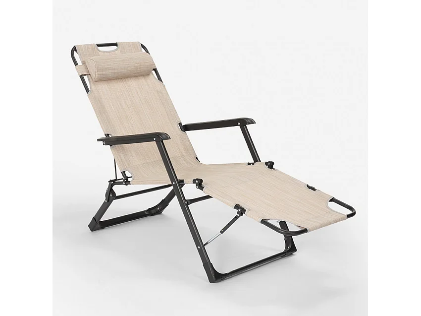 4er Set Liegestühle Strandliegen Sonnenliegen faltbar für Garten Emily Lux Zero Gravity - Beige