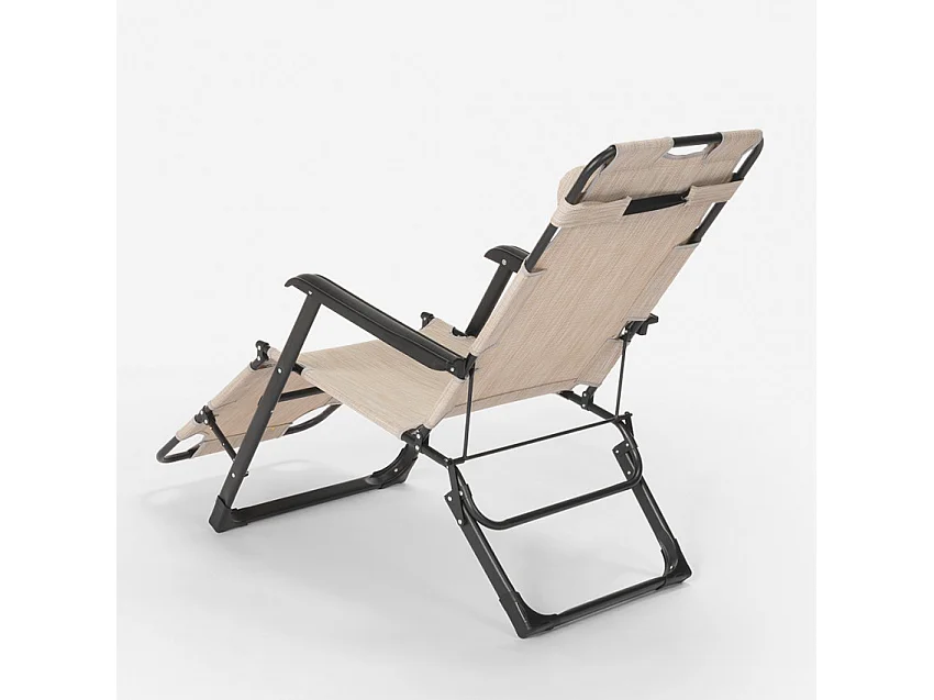 4er Set Liegestühle Strandliegen Sonnenliegen faltbar für Garten Emily Lux Zero Gravity - Beige