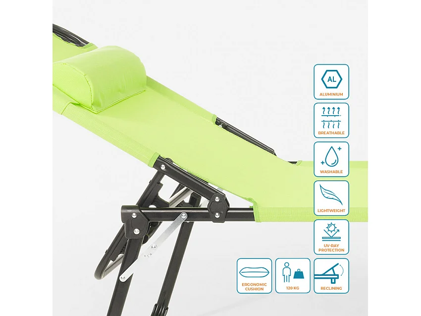 4 chaises longues pliantes de jardin aluminium style Sardegna