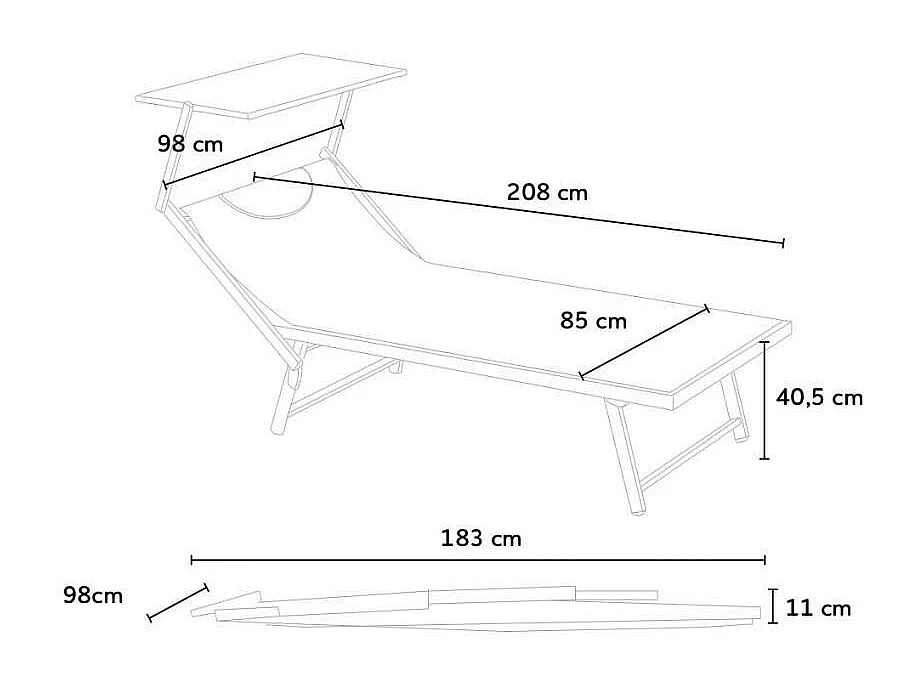 2 lettini XL da giardino e piscina in alluminio Rio de Janeiro