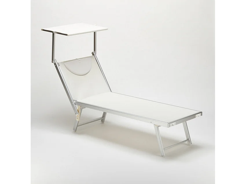 20 Tumbonas plegables de aluminio con parasol para playa - Santorini - Blanco