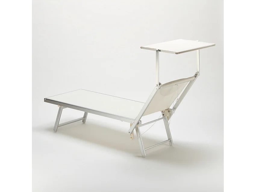 20 Tumbonas plegables de aluminio con parasol para playa - Santorini - Blanco