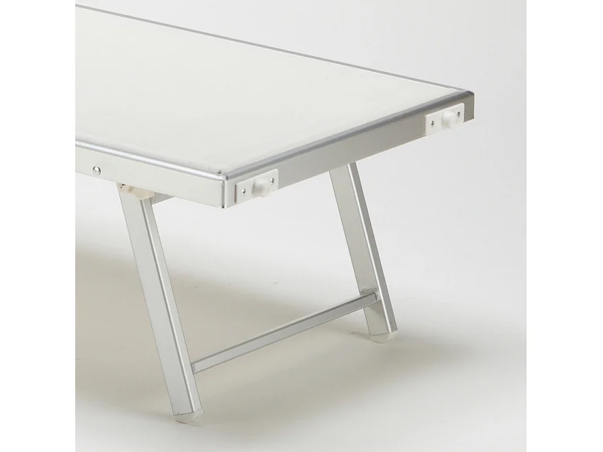 20 Tumbonas plegables de aluminio con parasol para playa - Santorini - Blanco