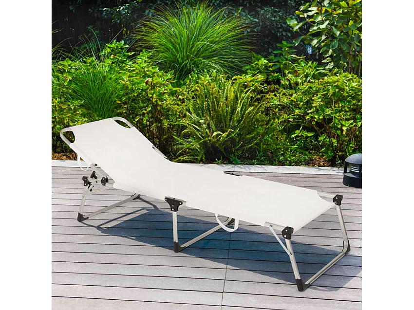 Tumbona de playa para jardín de aluminio Seychelles - Blanco