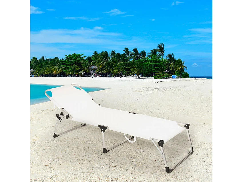 Tumbona de playa para jardín de aluminio Seychelles - Blanco