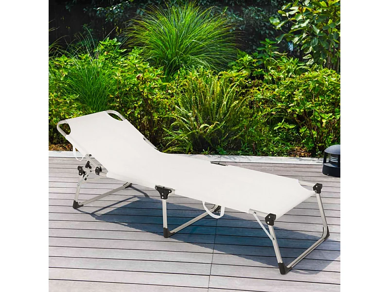 Tumbona de playa para jardín de aluminio Seychelles - Blanco