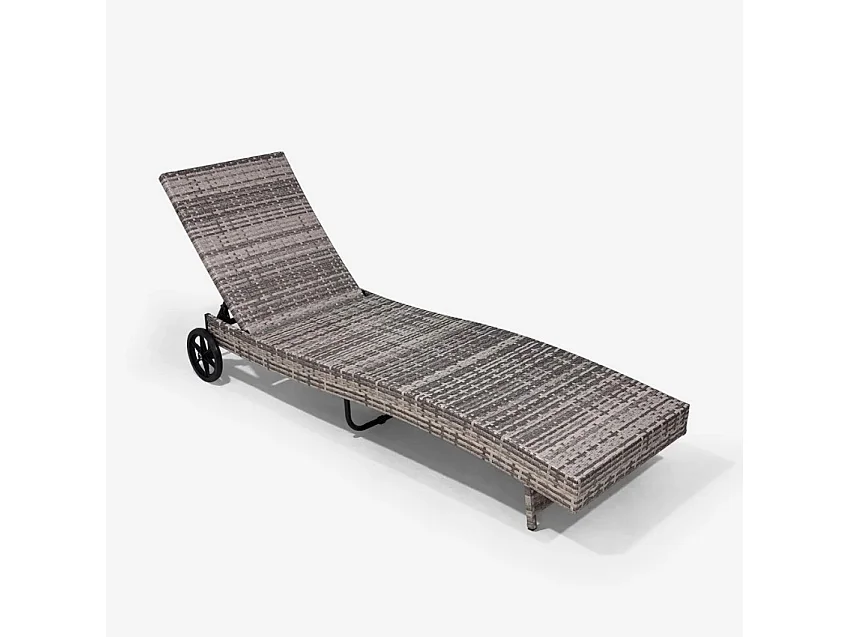 Rattan Garten Sonnenliege verstellbar mit Rollen Hooma - Weiß