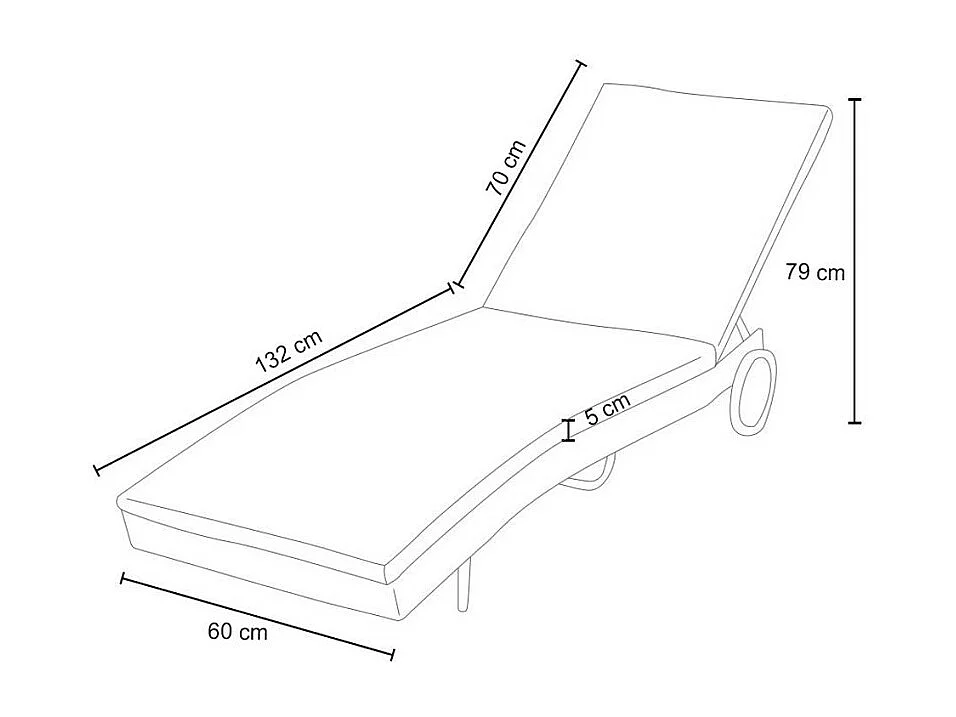 Rattan Garten Sonnenliege verstellbar mit Rollen Hooma - Weiß