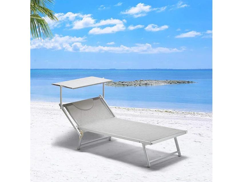 Cama de playa de aluminio Grande Italia Xl profesional - Gris