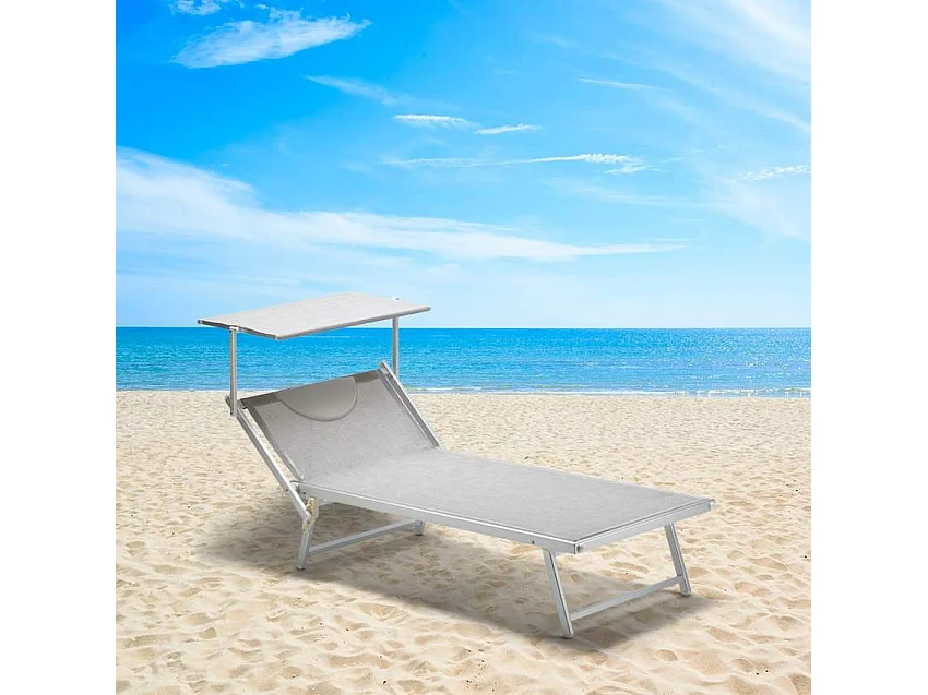 Cama de playa de aluminio Grande Italia Xl profesional - Gris