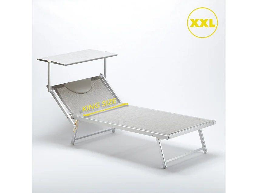 Cama de playa de aluminio Grande Italia Xl profesional - Gris
