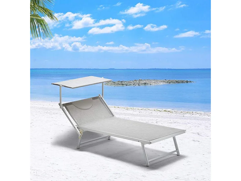 Cama de playa de aluminio Grande Italia Xl profesional - Gris