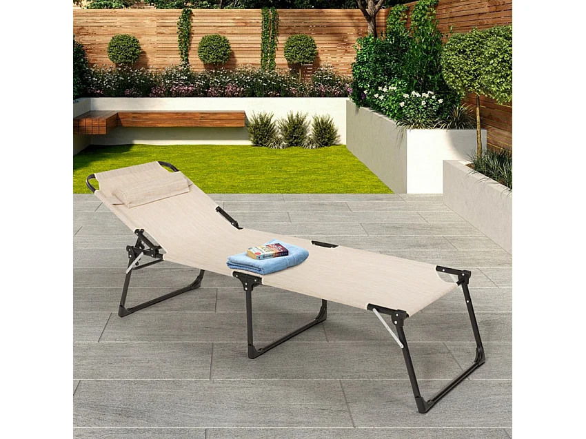 Juego de 4 tumbonas de jardín plegables de aluminio para playa y mar Seychelles - Verde oscuro