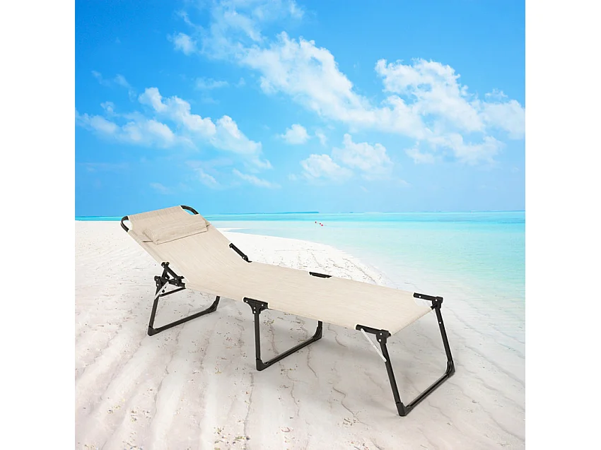 Juego de 4 tumbonas de jardín plegables de aluminio para playa y mar Seychelles - Verde oscuro