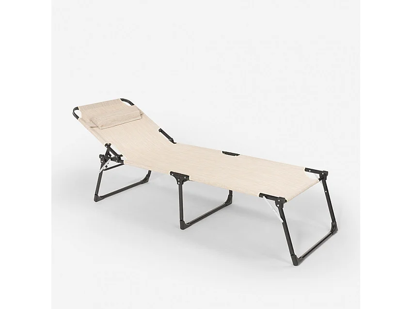 Juego de 4 tumbonas de jardín plegables de aluminio para playa y mar Seychelles - Verde oscuro