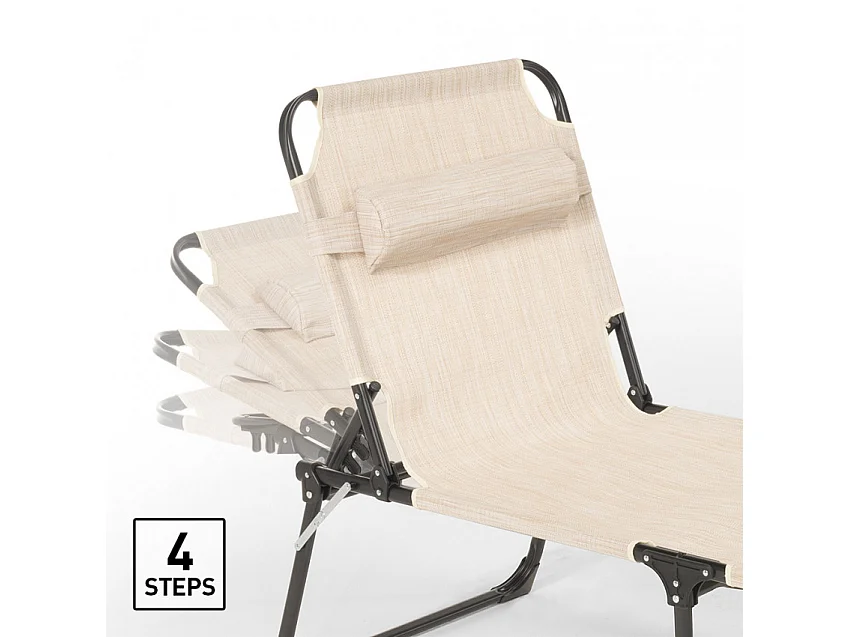 Juego de 4 tumbonas de jardín plegables de aluminio para playa y mar Seychelles Stock - Verde oscuro