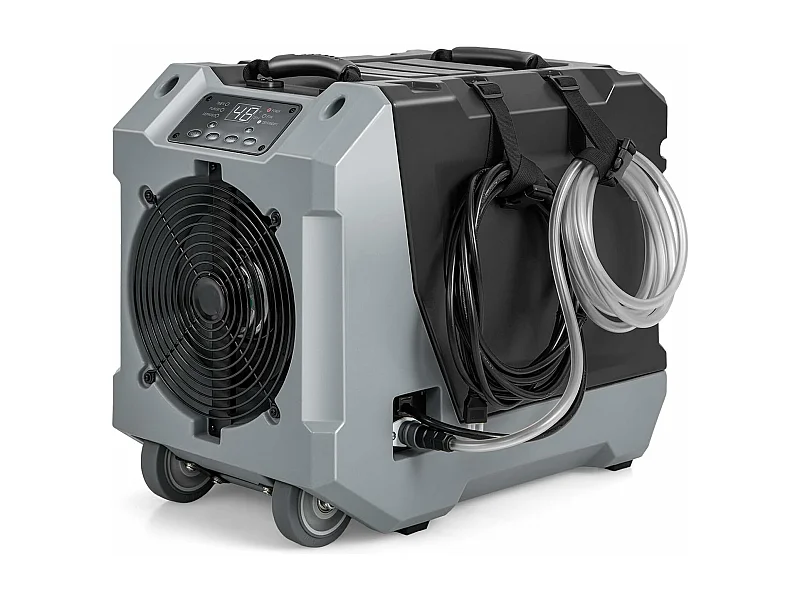 Commerciële luchtontvochtiger 85 l/dag, luchtontvochtiger met pomp en afvoerslang, automatische ontdooiing, 2 wielen en intrekbare handgreep (zwart)