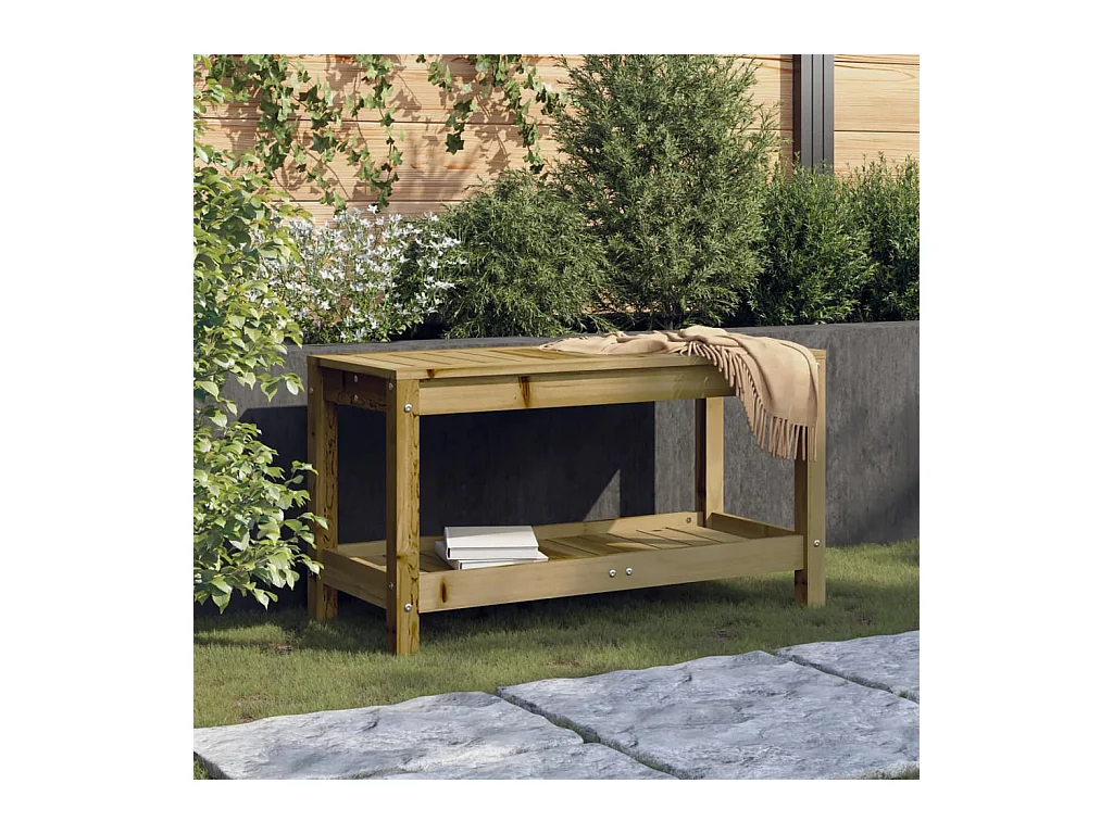 Panca da Giardino 82,5x35x45 cm Legno Massello Pino Impregnato