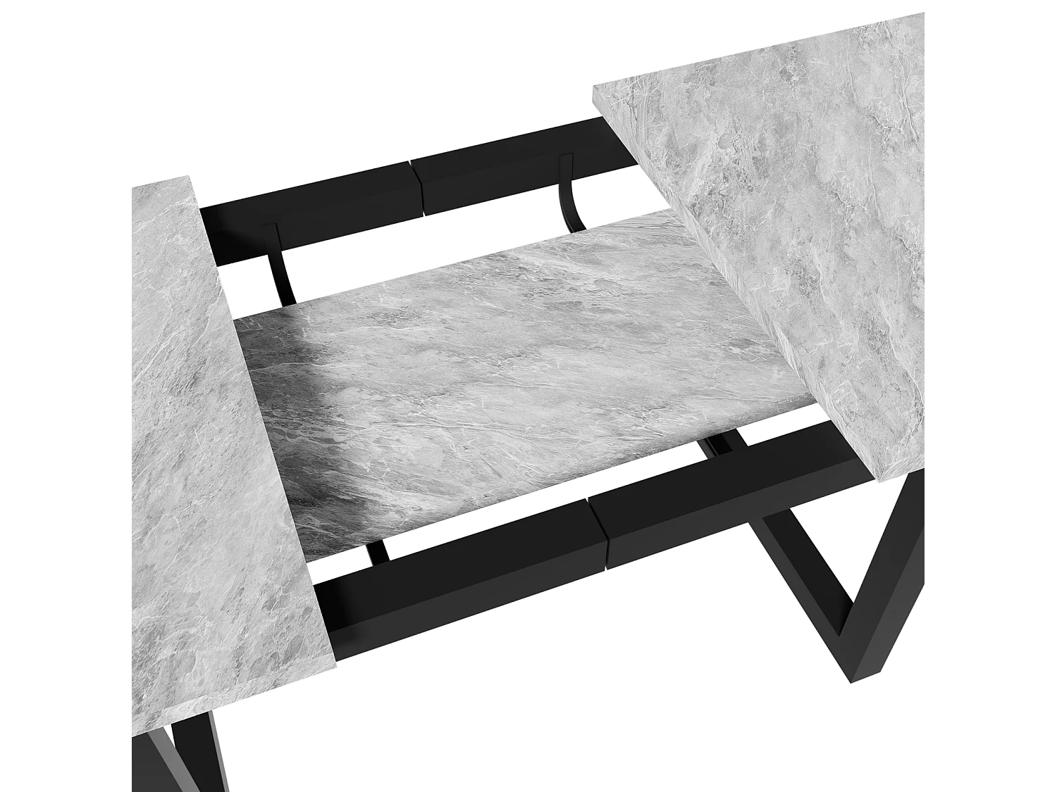 Table à manger extensible 6 à 8 personnes - en style Industriel - Effet béton gris - Panneaux de particules - 140/180x80x75cm