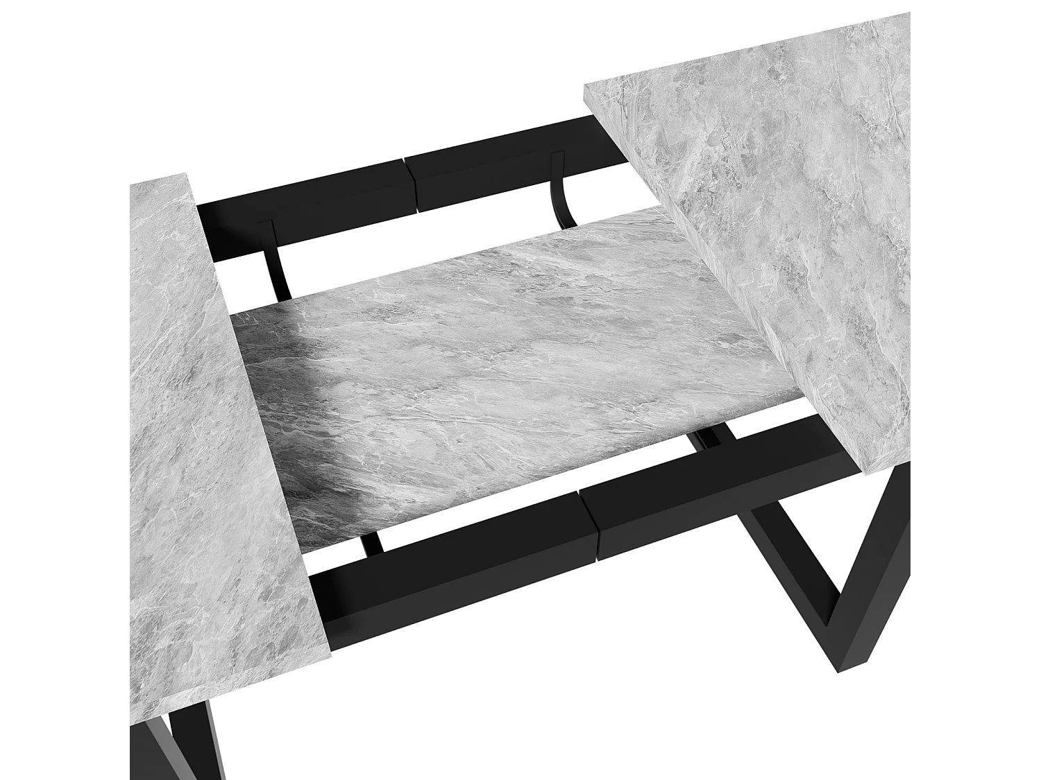 Table à manger extensible 6 à 8 personnes - en style Industriel - Effet béton gris - Panneaux de particules - 140/180x80x75cm