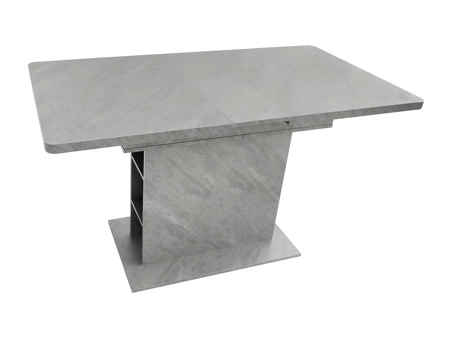 Uitbreidbare eettafel - 6 tot 8 personen - met 6 nissen - grijs betoneffect - deeltjespanelen - 110/130x70cm