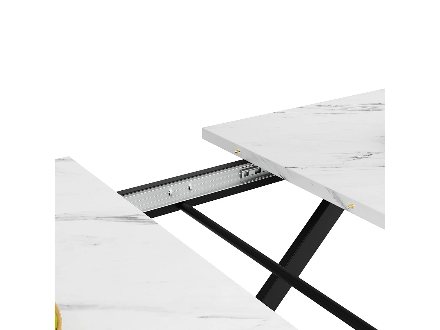 Table à manger extensible - 6 à 8 personnes - Effet marbre blanc - MDF+Metal -120/160x80cm