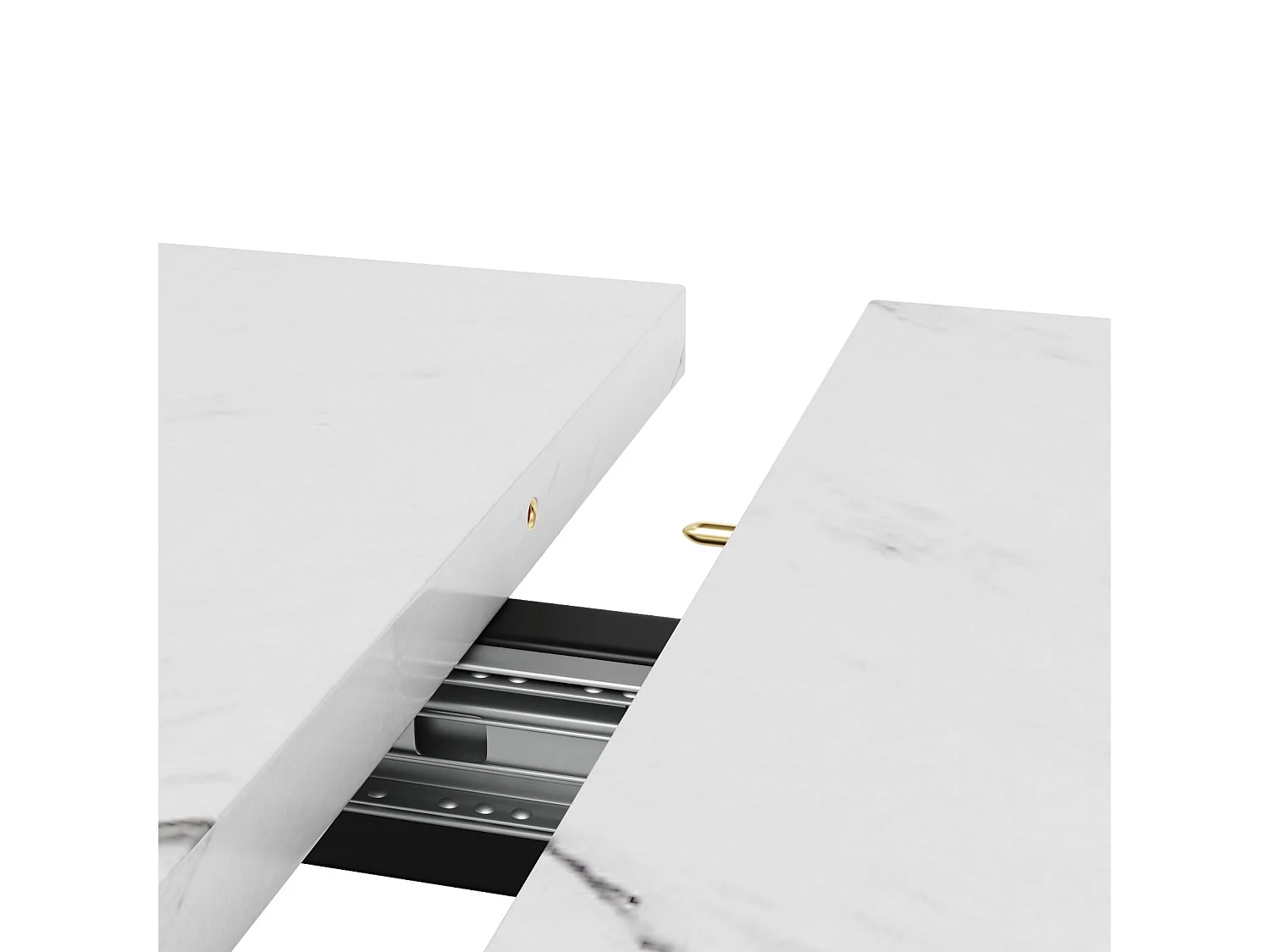 Uitbreidbare eettafel - 6 tot 8 personen - wit marmereffect - MDF+metaal -120/160x80cm