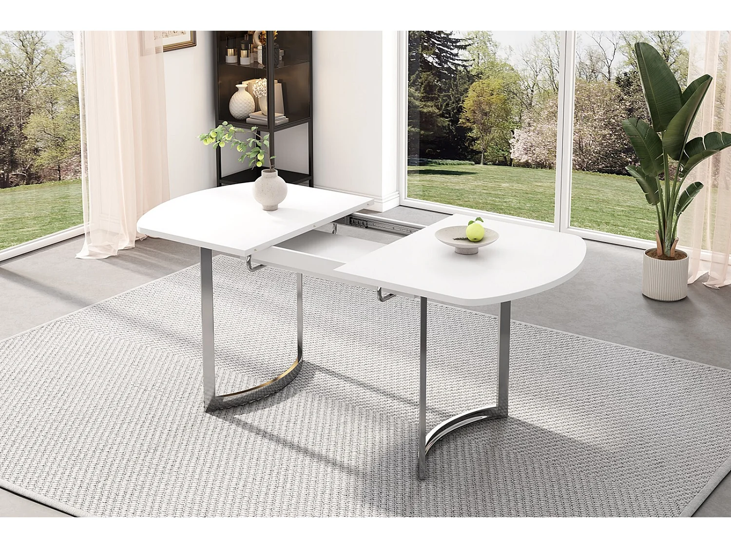Table à manger extensible 4 à 6 personnes - MDF Laqué Blanc - charge max 60kg - 140/180x80x75cm