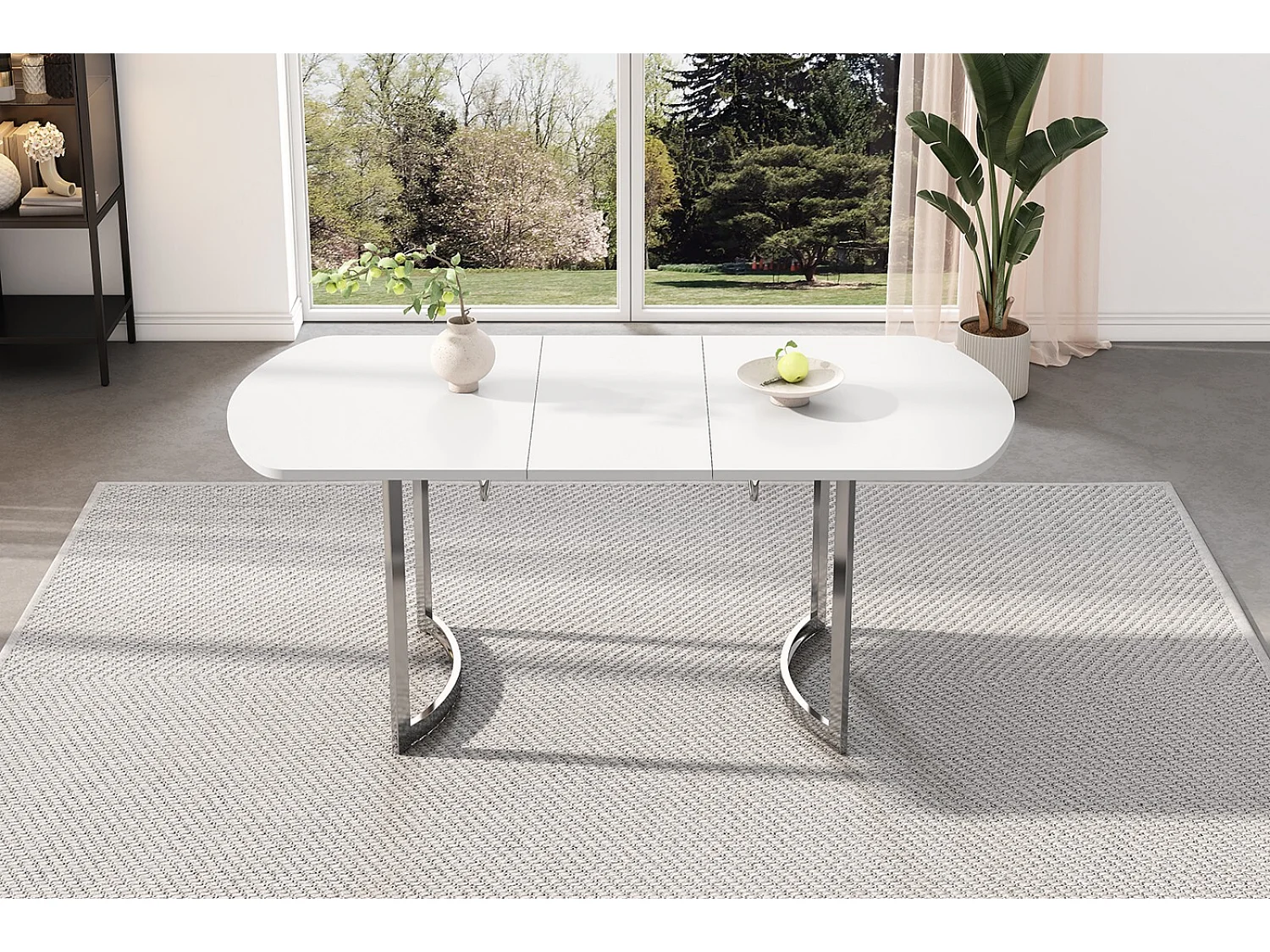 Table à manger extensible 4 à 6 personnes - MDF Laqué Blanc - charge max 60kg - 140/180x80x75cm