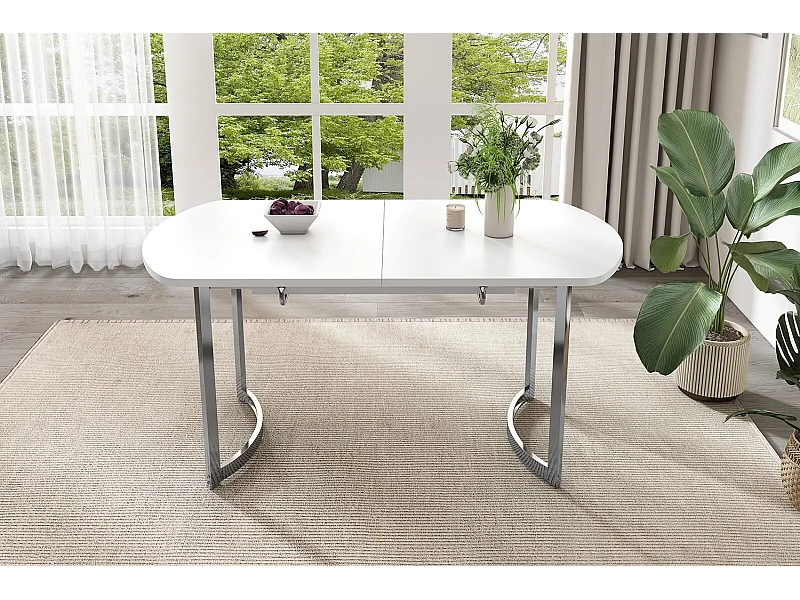 Uitbreidbare eettafel 4 tot 6 personen - MDF Wit gelakt - Max 60kg Load - 140/180x80x75cm