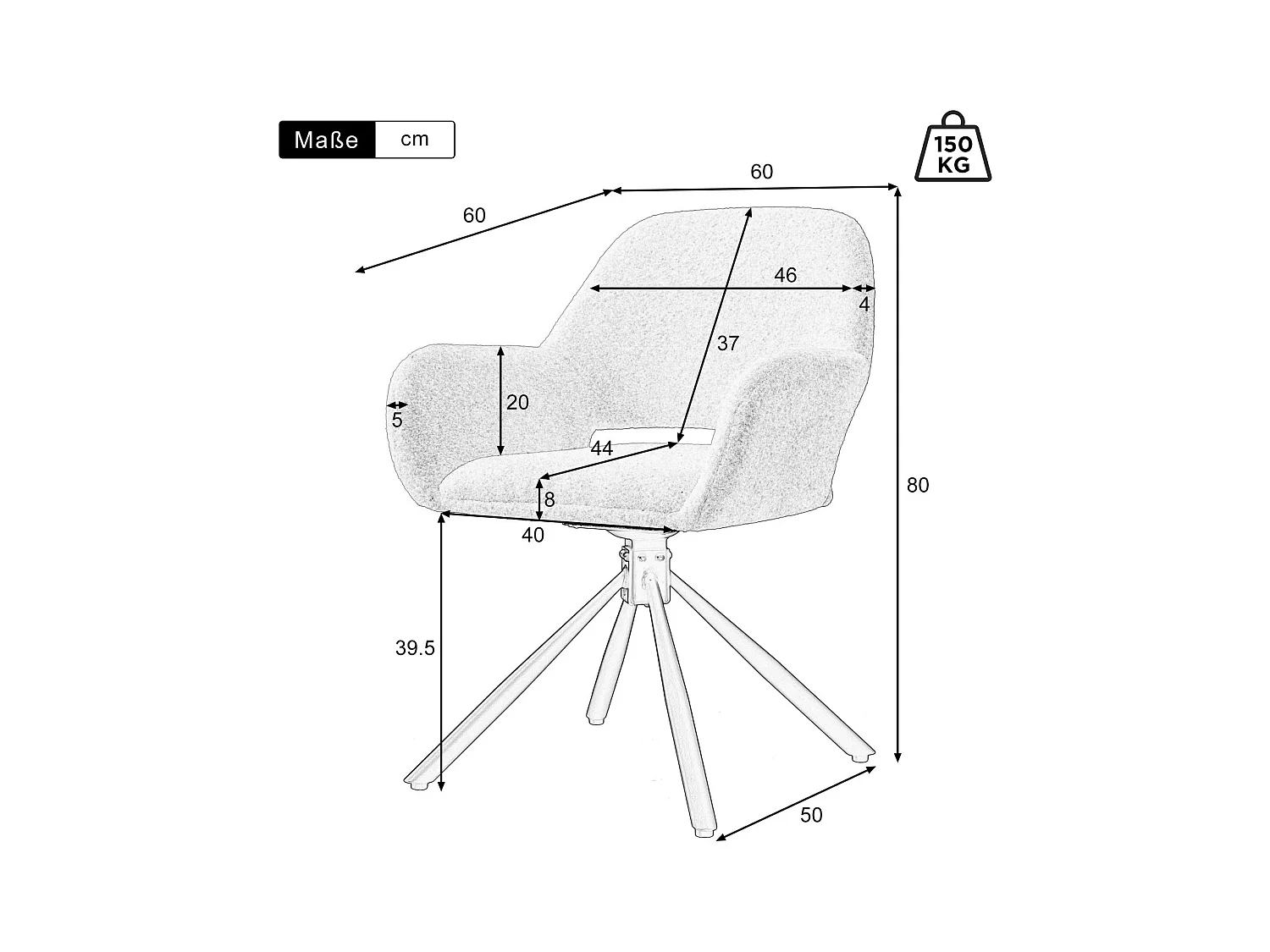 Ensemble table à manger + 4 chaises Sherpa - extensible 6 à 8 personnes - avec 6 niches - Panneaux de particules - 130x70cm